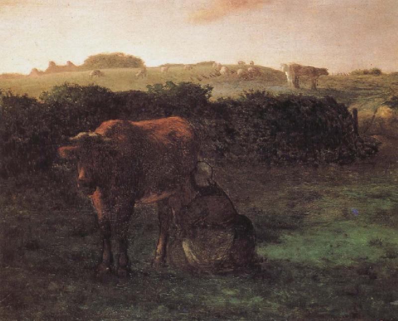 Jean Francois Millet Peasant shove milk oil painting image